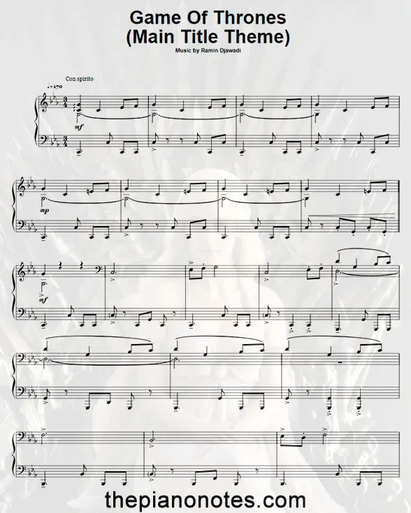 Game Of Thrones Piano Sheet Music