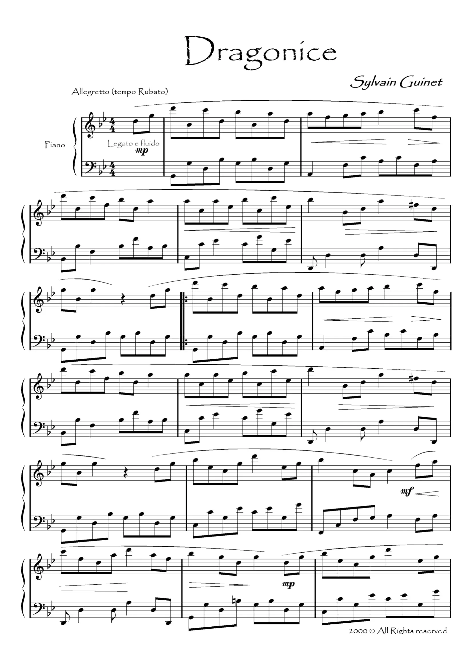 “Dragonice” – Sylvain Guinet Piano Sheet Music (Free)