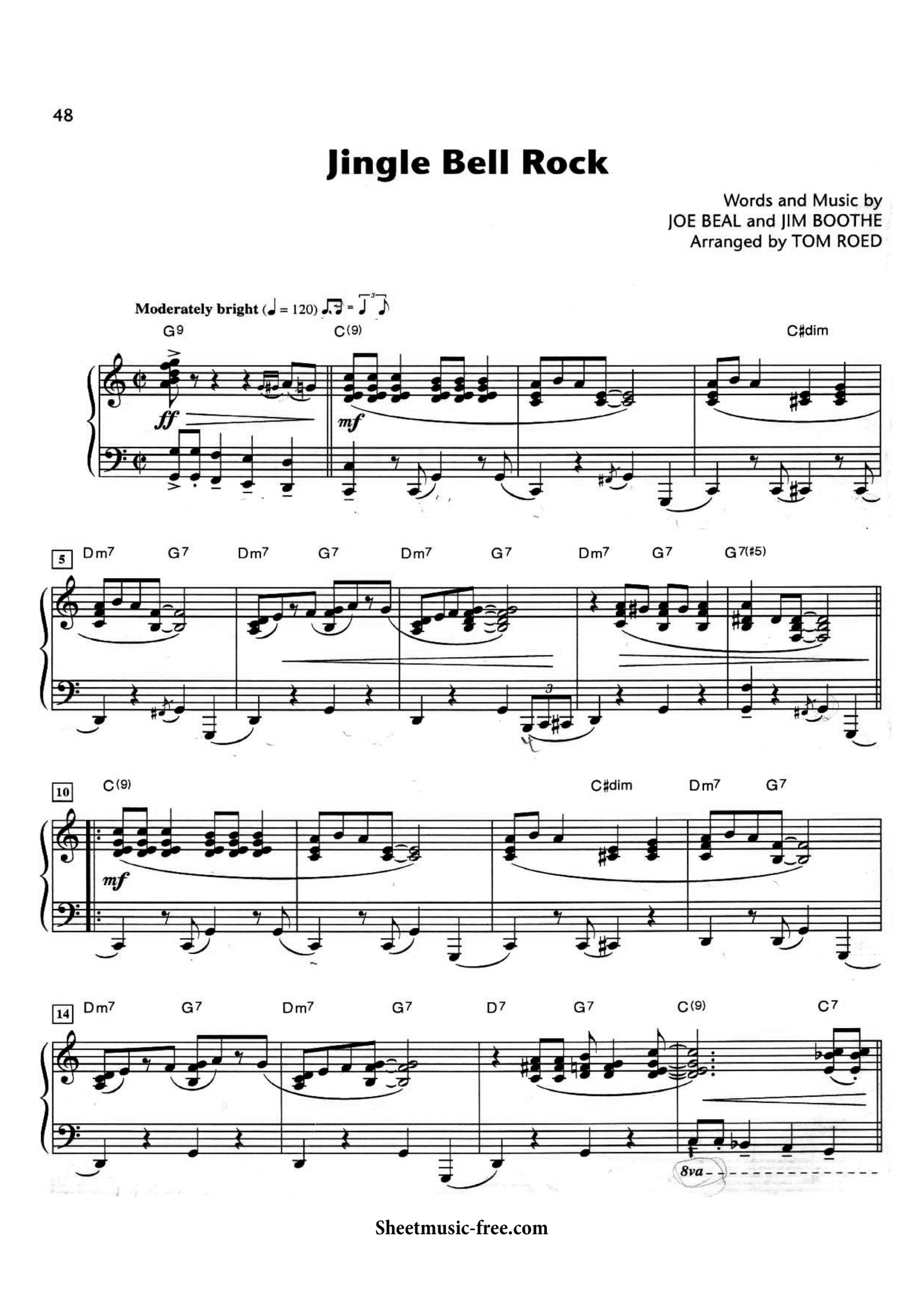 Jingle Bell Rock Letter Notes and Sheet Music 2 Page