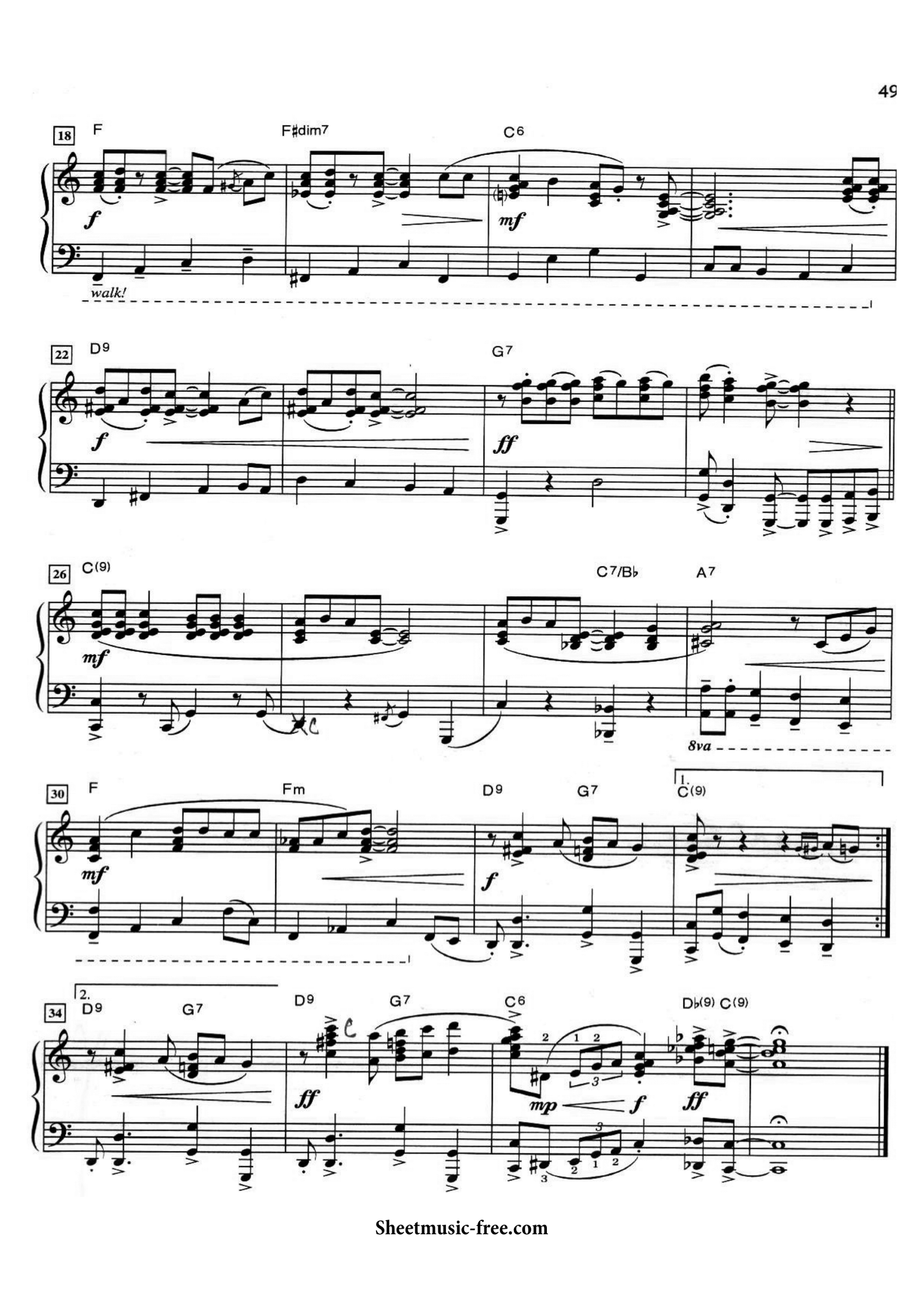 Jingle Bell Rock Letter Notes and Sheet Music 2 Page