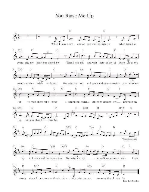 You Raise Me Up Sheet Music for Piano