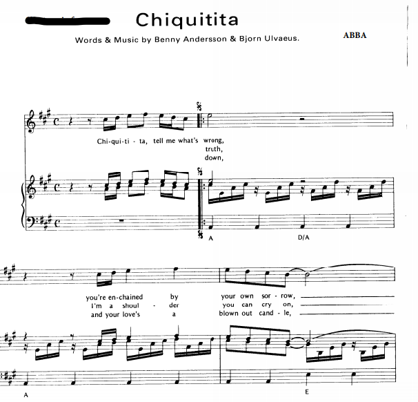 ABBA – Chiquitita Free Sheet Music PDF for Piano