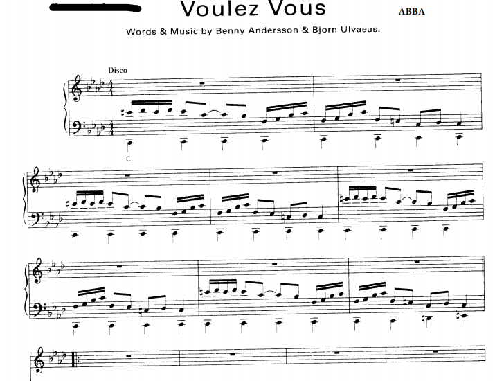 ABBA – Voulez Vous Free Sheet Music PDF for Piano
