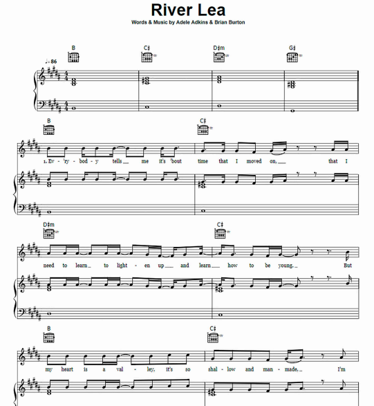 Adele – River Lea Free Sheet Music PDF for Piano