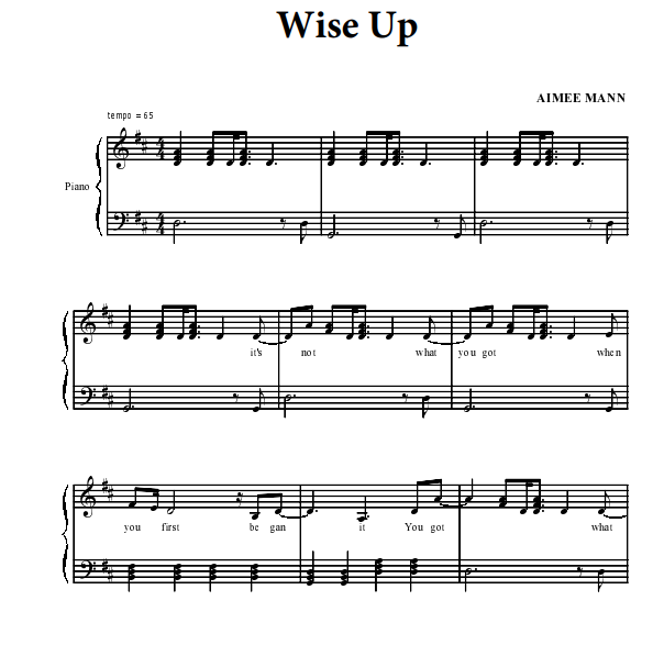 Aimee Mann – Wise Up Free Sheet Music PDF for Piano