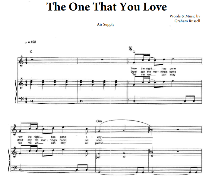 Air Supply – The One That You Love Free Sheet Music PDF for Piano