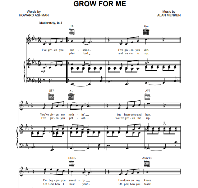 Alan Menken – Grow for Me Free Sheet Music PDF for Piano