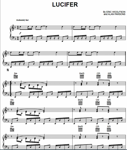 Alan Parsons Project Lucifer Free Sheet Music PDF for Piano