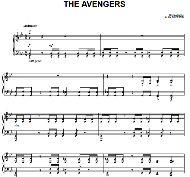 Alan Silvestri – The Avengers Free Sheet Music PDF for Piano
