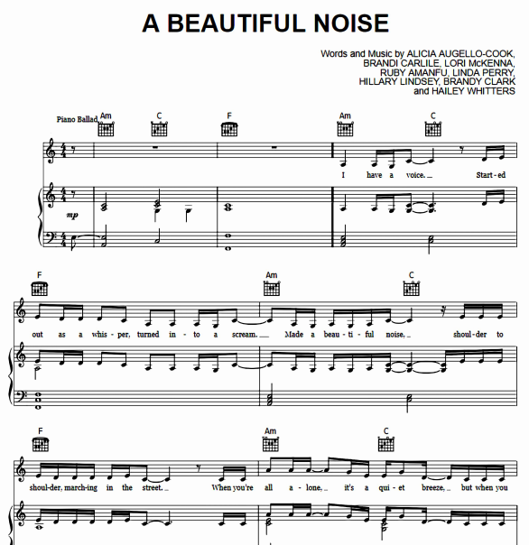Alicia Keys & Brandi Carlile – A Beautiful Noise Free Sheet Music PDF for Piano