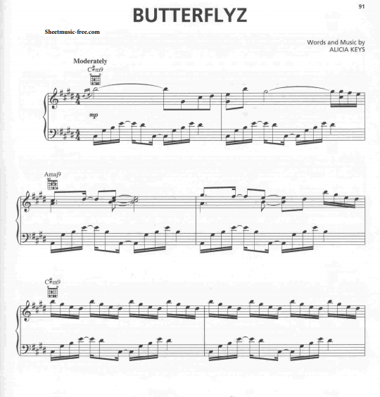 Alicia Keys & Brandi Carlile – Butterflyz Free Sheet Music PDF for Piano