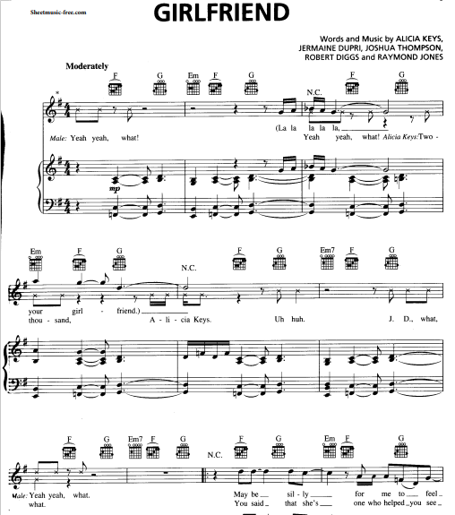 Alicia Keys – Girlfriend Free Sheet Music PDF for Piano