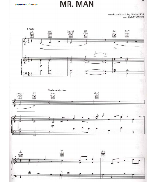 Alicia Keys – Mr Man Free Sheet Music PDF for Piano