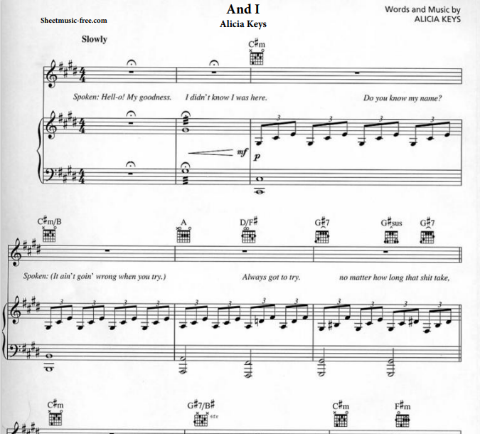 Alicia Keys – Piano And I Free Sheet Music PDF for Piano