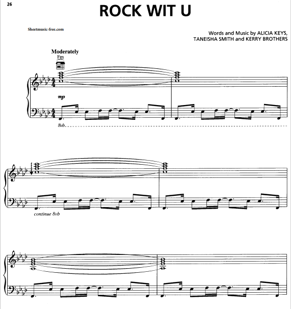 Alicia Keys – Rock Wit U Free Sheet Music PDF for Piano