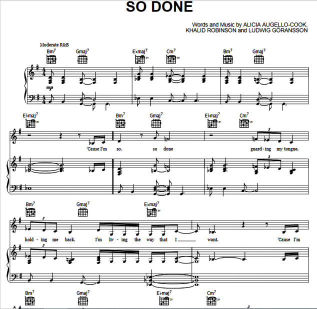 Alicia Keys – So Done Free Sheet Music PDF for Piano