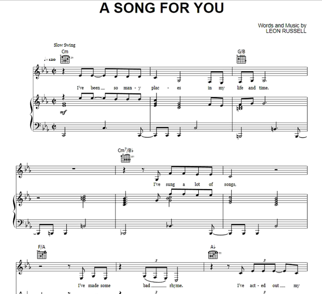 Amy Winehouse – A Song For You Free Sheet Music PDF for Piano