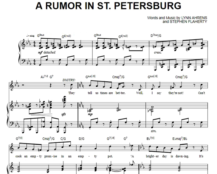 Anastasia – A Rumor In St Petersburg Free Sheet Music PDF for Piano