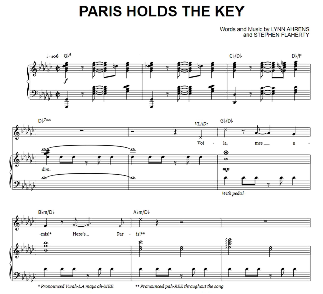 Anastasia – Paris Holds The Key Free Sheet Music PDF for Piano
