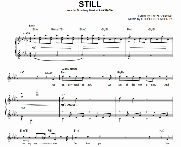 Anastasia – Still Free Sheet Music PDF for Piano