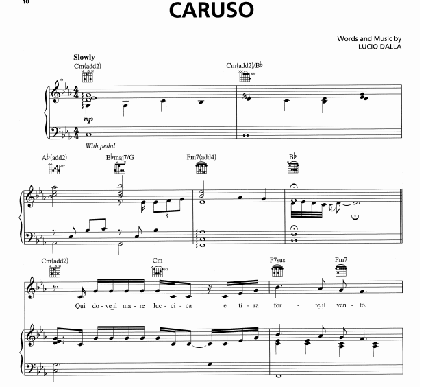 Andrea Bocelli – Caruso Free Sheet Music PDF for Piano