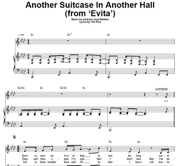 Andrew Lloyd Webber – Another Suitcase In Another Hall Free Sheet Music PDF for Piano