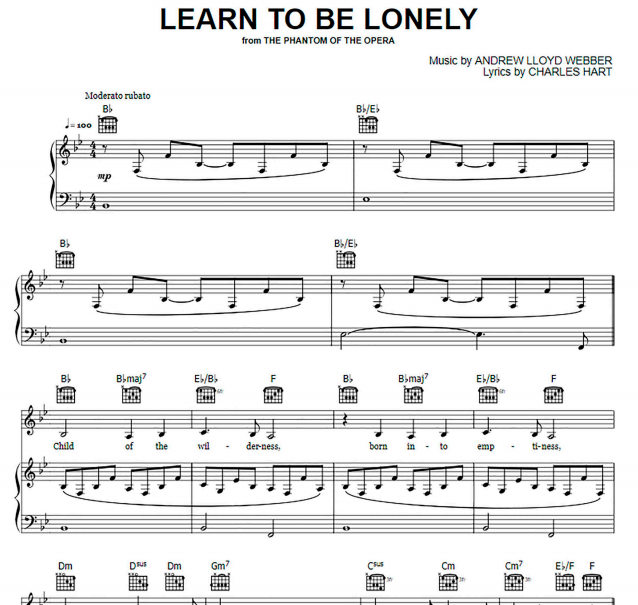 Andrew Lloyd Webber - Learn To Be Lonely Free Sheet Music PDF for Piano 1 Andrew Lloyd Webber – Learn To Be Lonely Free Sheet Music PDF for Piano