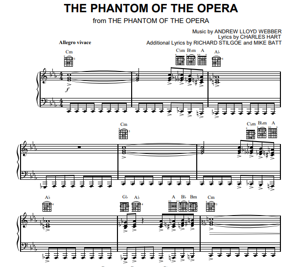phantom of the opera sheet music free pdf