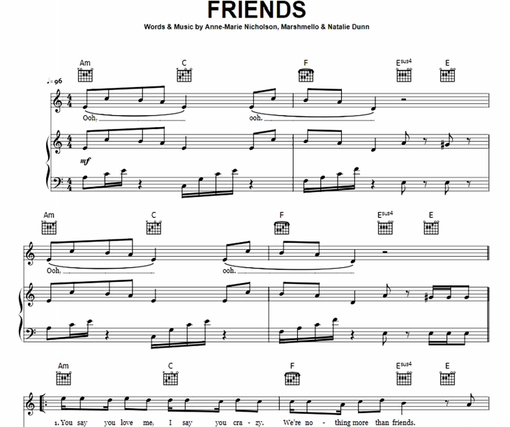 Anne-Marie – FRIENDS Free Sheet Music PDF for Piano
