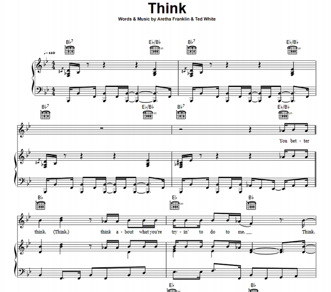Aretha Franklin – Think Free Sheet Music PDF for Piano