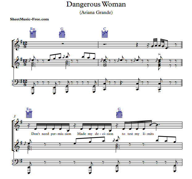 Ariana Grande – Dangerous Woman Free Sheet Music PDF for Piano