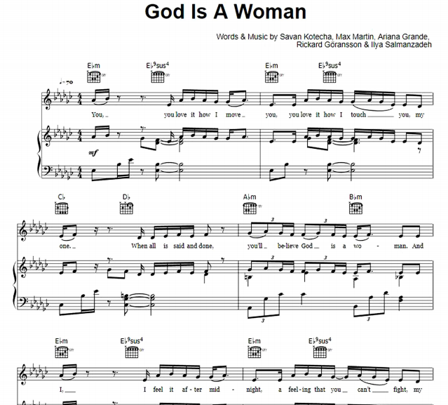 Ariana Grande – God Is A Woman Free Sheet Music PDF for Piano