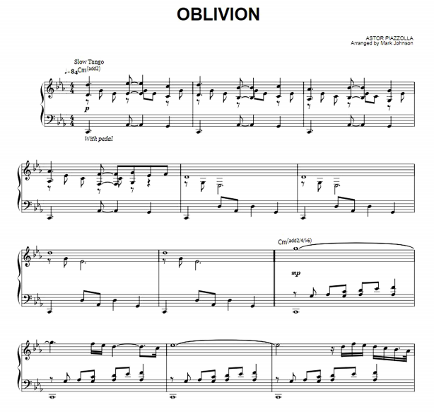 horario Fondo verde Circunferencia Astor Piazzolla - Oblivion Free Sheet Music PDF for Piano | The Piano Notes