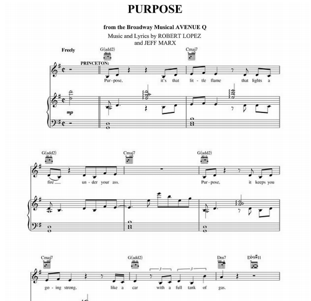 Avenue Q – Purpose Free Sheet Music PDF for Piano
