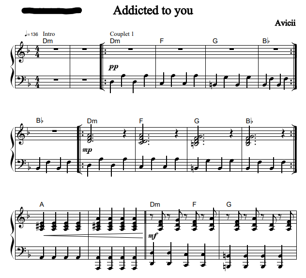 Avicii – Addicted To You Free Sheet Music PDF for Piano