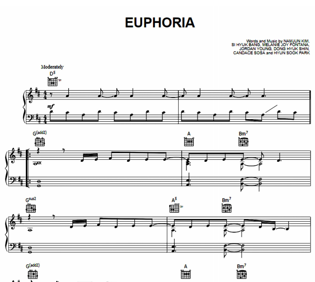 BTS – Euphoria Free Sheet Music PDF for Piano