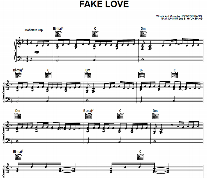 BTS - Fake Love Free Sheet Music PDF for Piano 7 BTS – Fake Love Free Sheet Music PDF for Piano