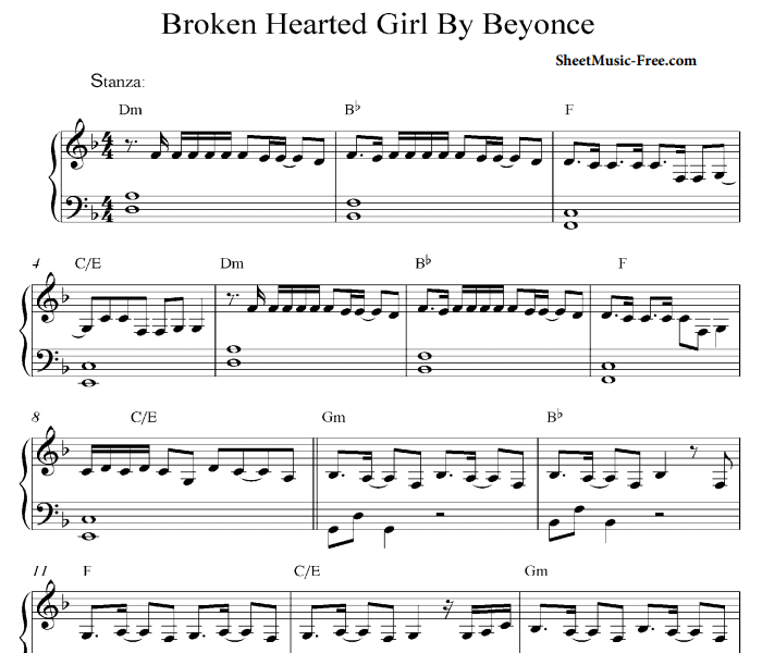 Beyonce - Broken Hearted Girl Free Sheet Music PDF for Piano 7 Beyonce – Broken Hearted Girl Free Sheet Music PDF for Piano