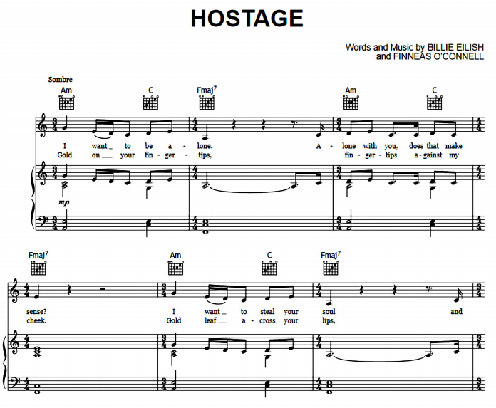 Billie Eilish - Hostage Free Sheet Music PDF for Piano 1 Billie Eilish – Hostage Free Sheet Music PDF for Piano