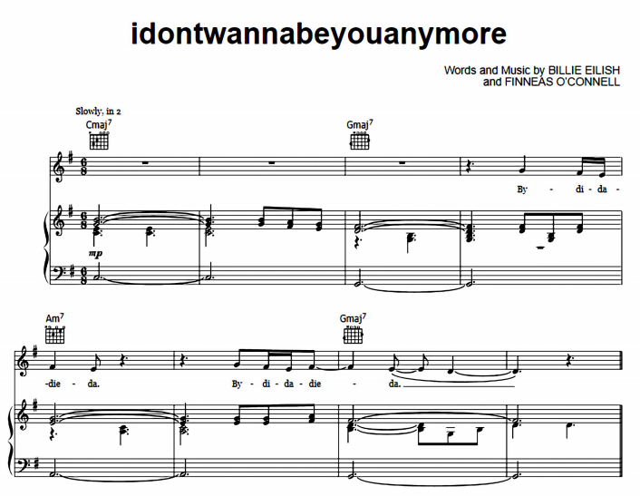 Billie Eilish - Idontwannabeyouanymore Free Sheet Music PDF for Piano 1 Billie Eilish – Idontwannabeyouanymore Free Sheet Music PDF for Piano