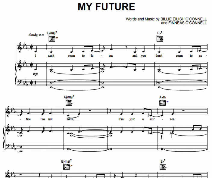 Billie Eilish – My Future Free Sheet Music PDF for Piano