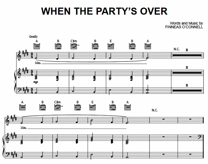 Billie Eilish – When The Party’s Over Free Sheet Music PDF for Piano