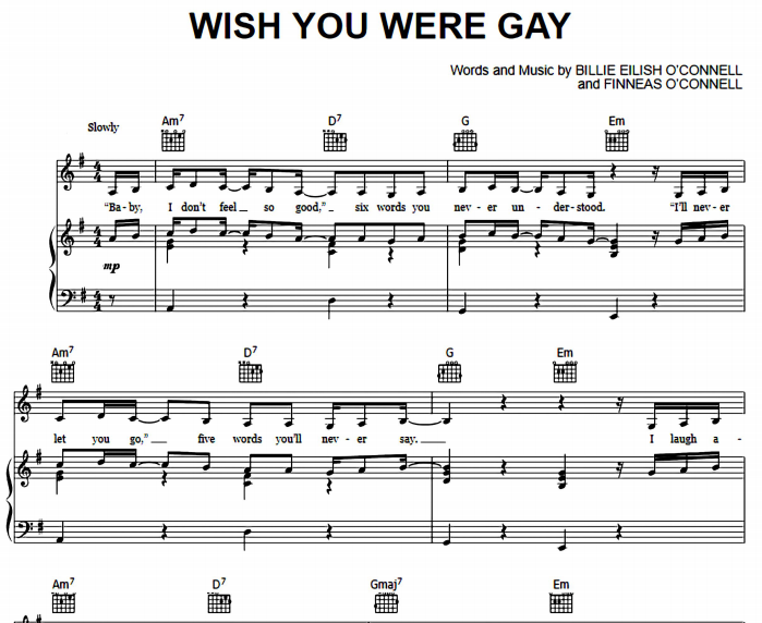 Billie Eilish - Wish You Were Gay Free Sheet Music PDF for Piano 7 Billie Eilish – Wish You Were Gay Free Sheet Music PDF for Piano