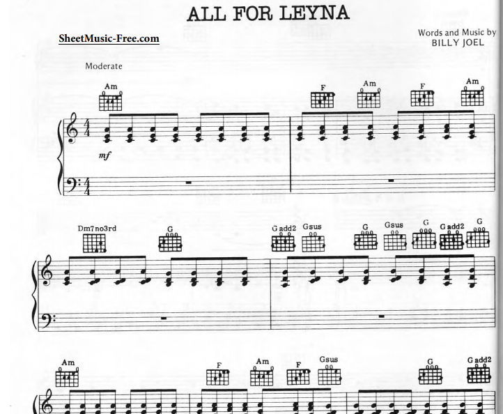 Billy Joel – All For Leyna Free Sheet Music PDF for Piano
