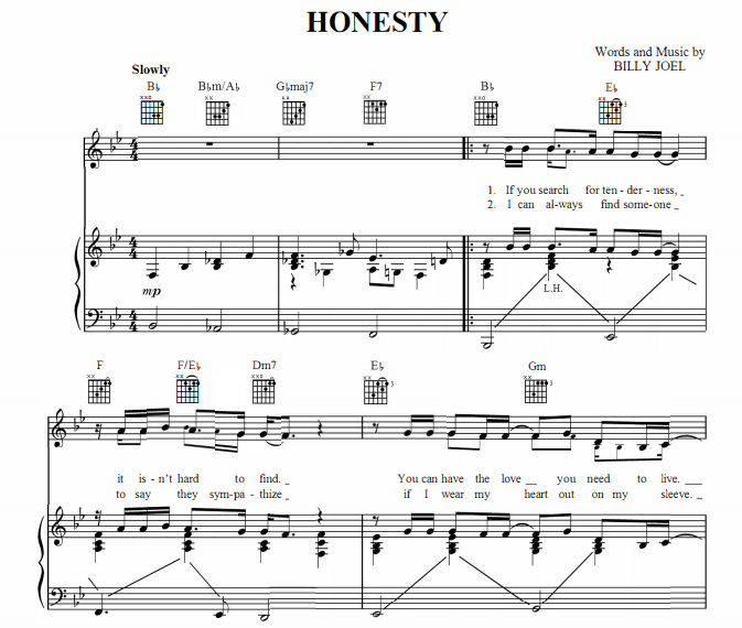 Billy Joel – Honesty Free Sheet Music PDF for Piano