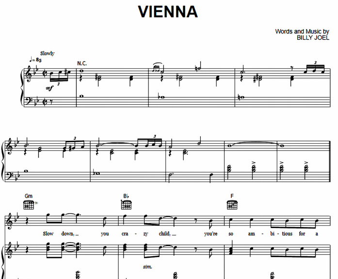 Billy Joel - Vienna Free Sheet Music PDF for Piano | The Piano Notes