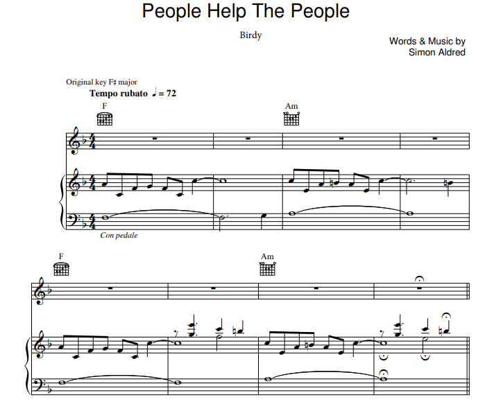 Birdy - People Help The People Free Sheet Music PDF for Piano | The Piano