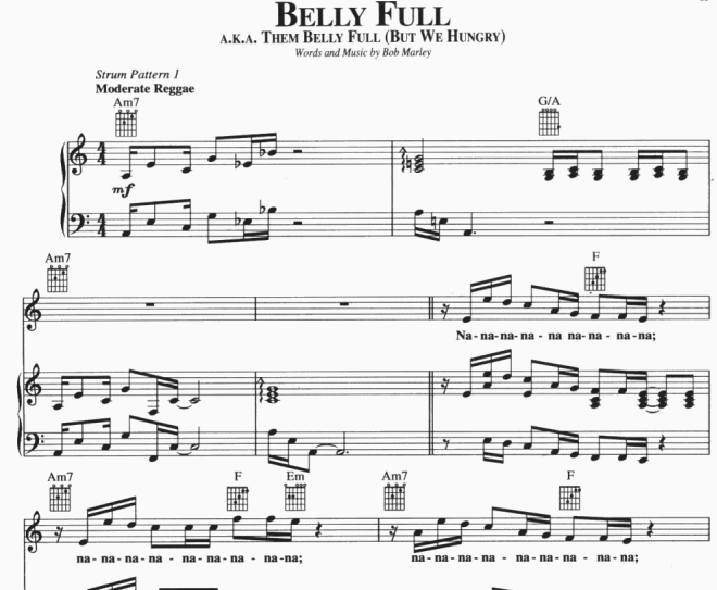 Bob Marley - Belly Full Free Sheet Music PDF for Piano 1 Bob Marley – Belly Full Free Sheet Music PDF for Piano