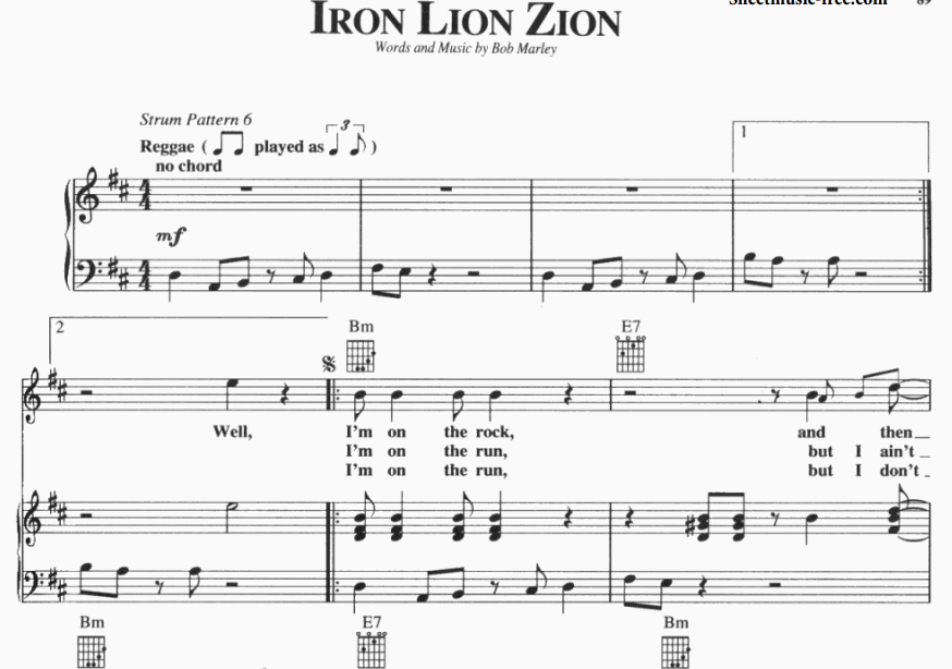 Bob Marley - Iron Lion Zion Free Sheet Music PDF for Piano 7 Bob Marley – Iron Lion Zion Free Sheet Music PDF for Piano
