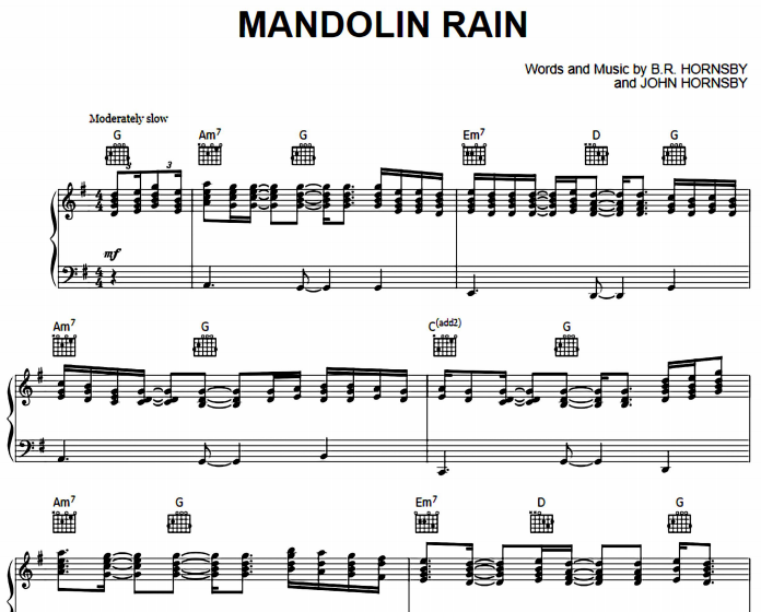 Bruce Hornsby – Mandolin Rain Free Sheet Music PDF for Piano